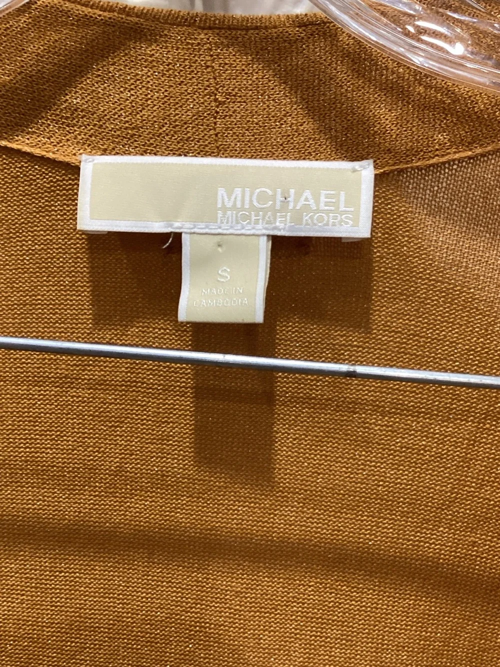 Michael Kors Long Open-Front Duster Cardigan in Mustard Yellow